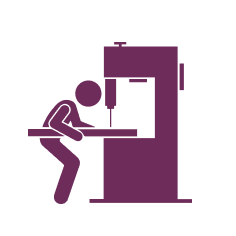 Icon of person using drill press machine.
