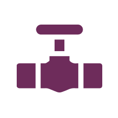 Purple valve icon symbolizing pipeline or fluid control, displayed on a white rounded square background.